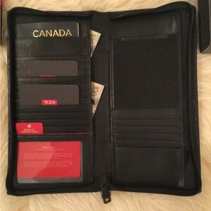 TUMI Alpha SLG Black Zip Travel Wallet